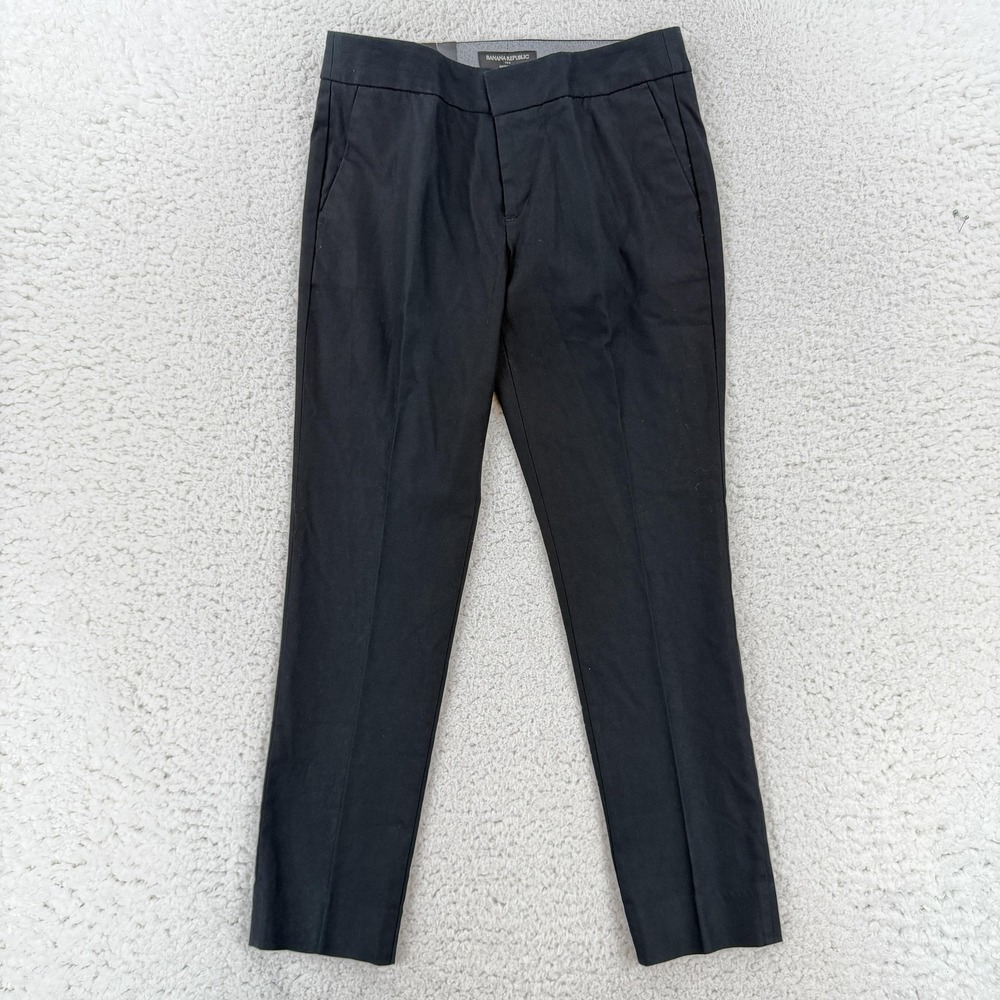 Banana Republic Dress Pants Womens 0 Black Hampton Fit Crop Twill Stretch 426512